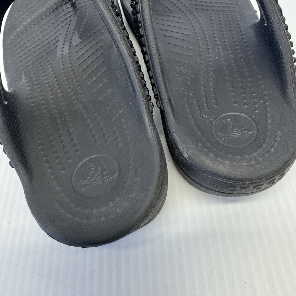 Crocs Sloane Embellished Beaded Sandal Women Black Thong Slide Slip On Size 8 - Picture 5 of 7